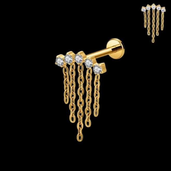 Titanium Gold Piercing with Chains
