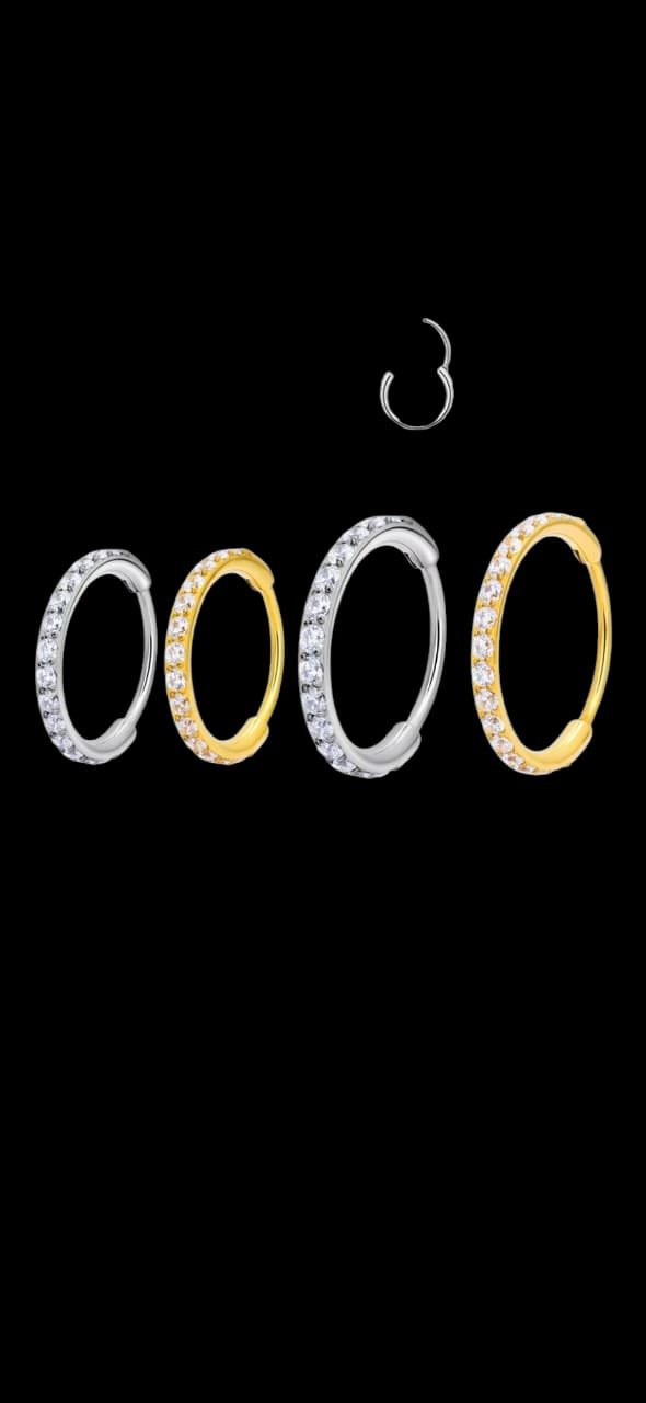 Titanium Clicker Hoop Earrings – Gold & Silver - Image 2