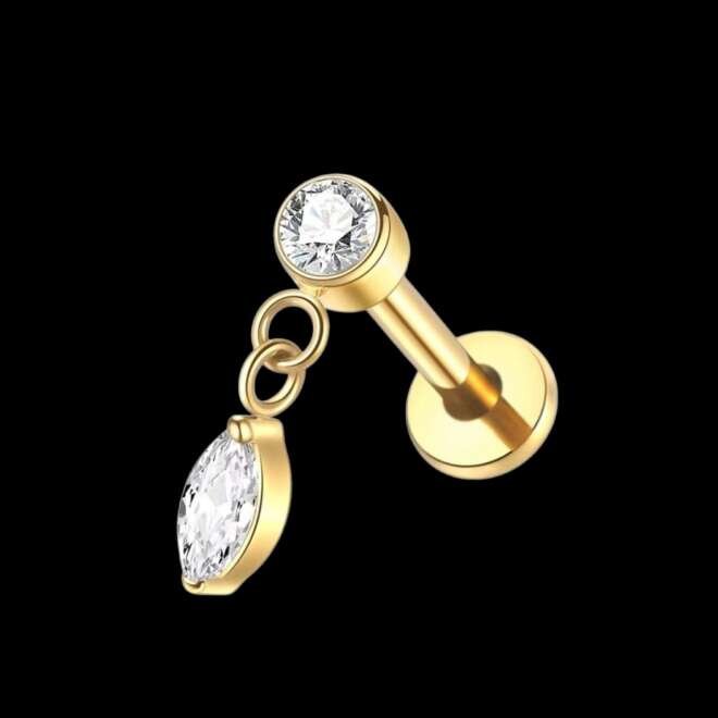 Titanium Piercing with Drop Zirconia