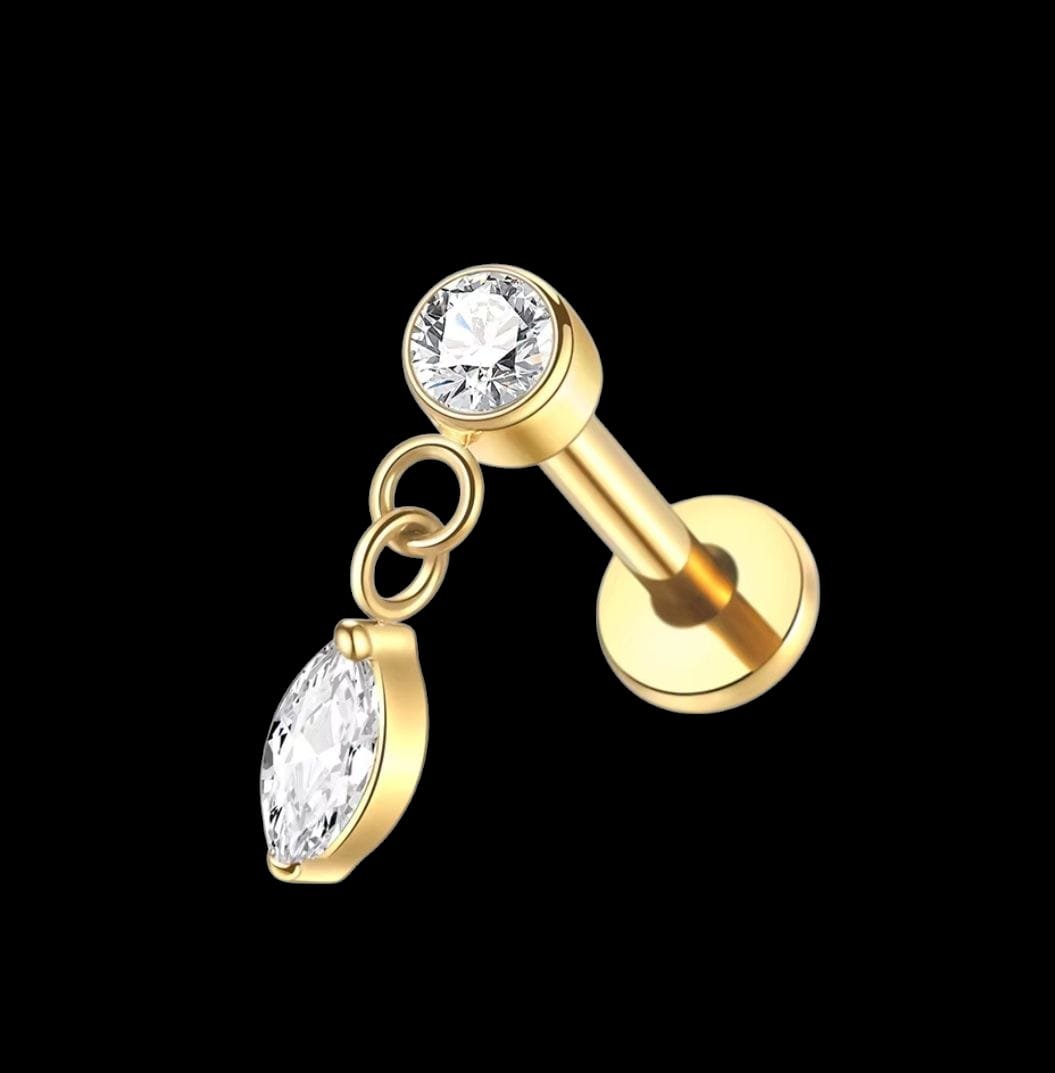 Titanium Piercing with Drop Zirconia