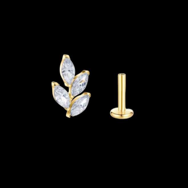 Titanium Leaf Piercing – 16G Gold Plated