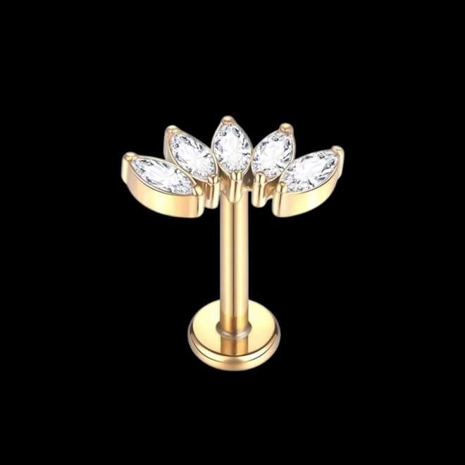 Five-Marquise Flower Titanium Stud