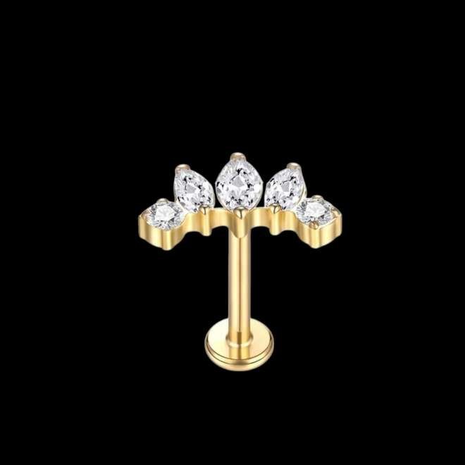 Crown-Shaped Teardrop Stud