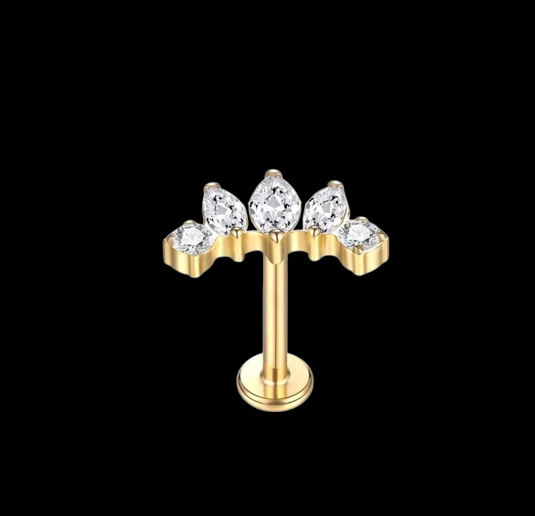 Crown-Shaped Teardrop Stud