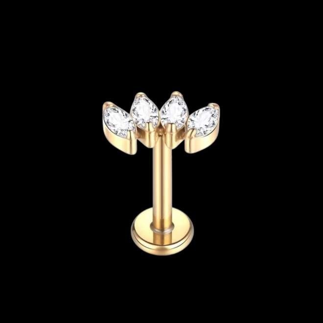 Five Petal Zirconia Piercing Stud