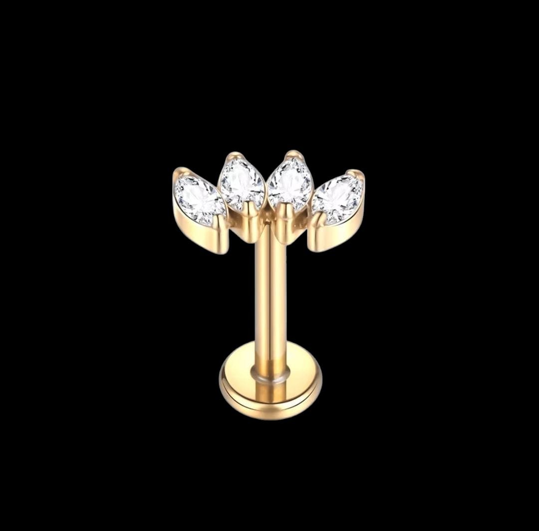 Five Petal Zirconia Piercing Stud