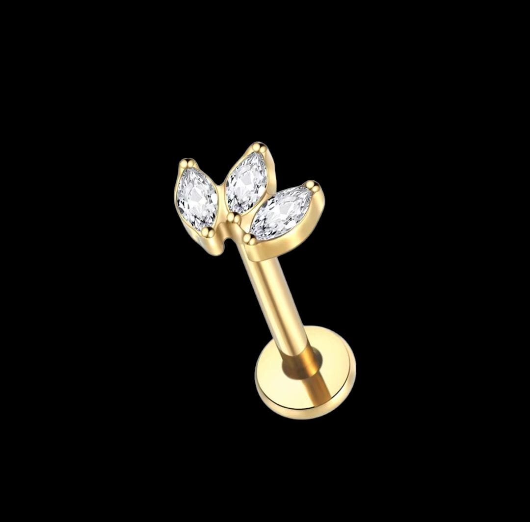 Triple Marquise Leaf Stud