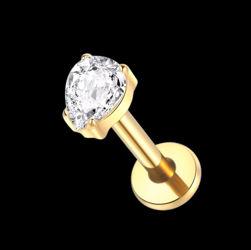 Pear Zirconia Titanium Stud